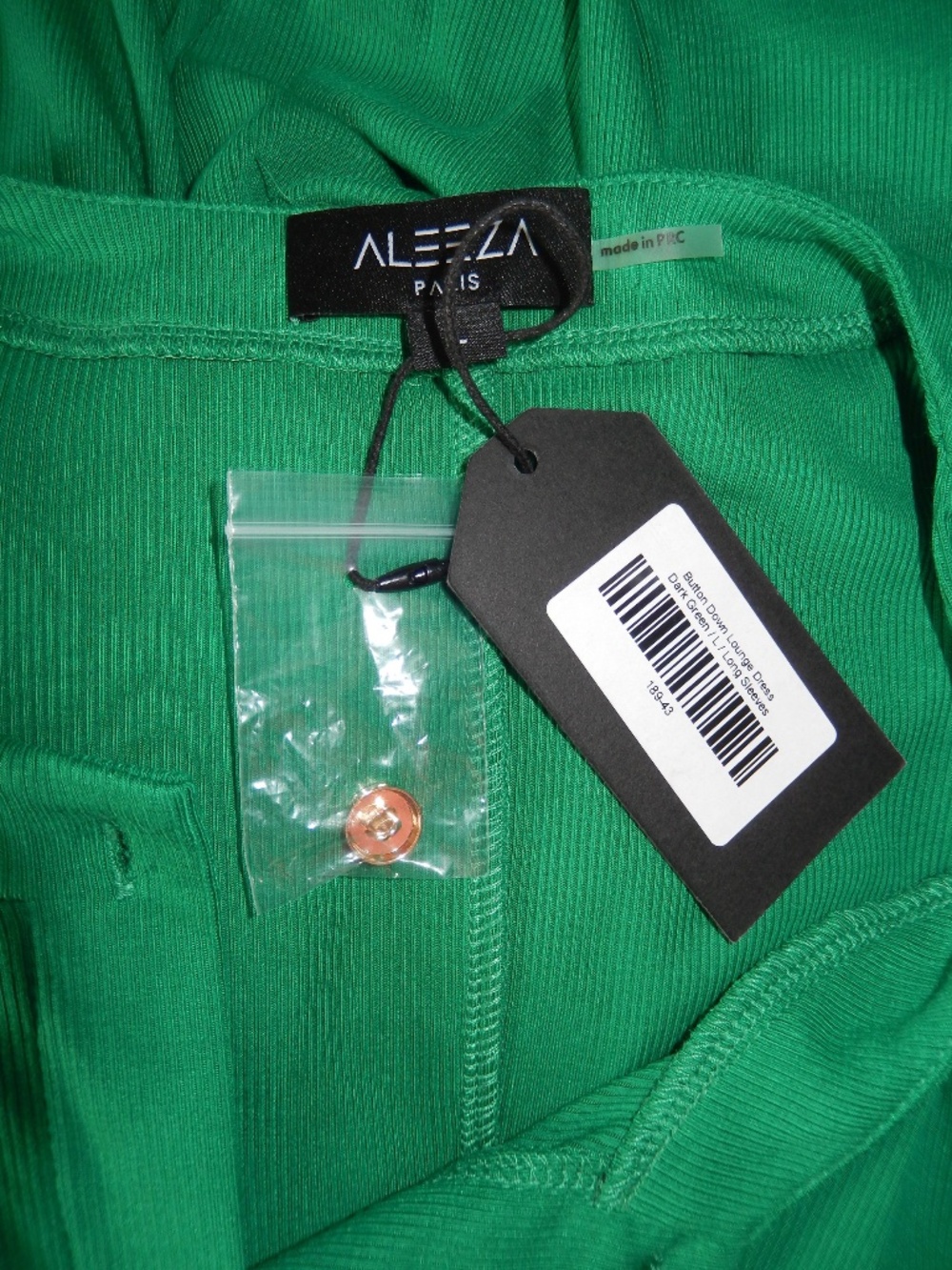 Aleeza Paris Kelly Green Knit Ribbed Button Down Lounge Midi Dress New L - Picture 4 of 8